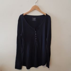 Ribbed A&F Long Sleeve Shirt Navy Blue